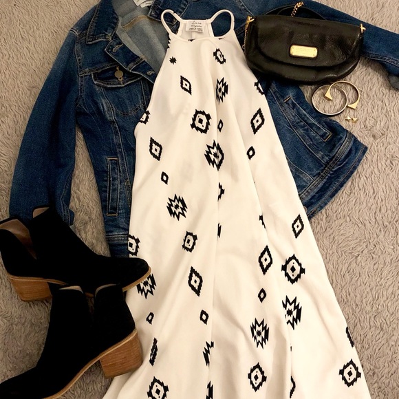 ZARA Black & White Patterned Sun Dress Size S - Picture 1 of 5